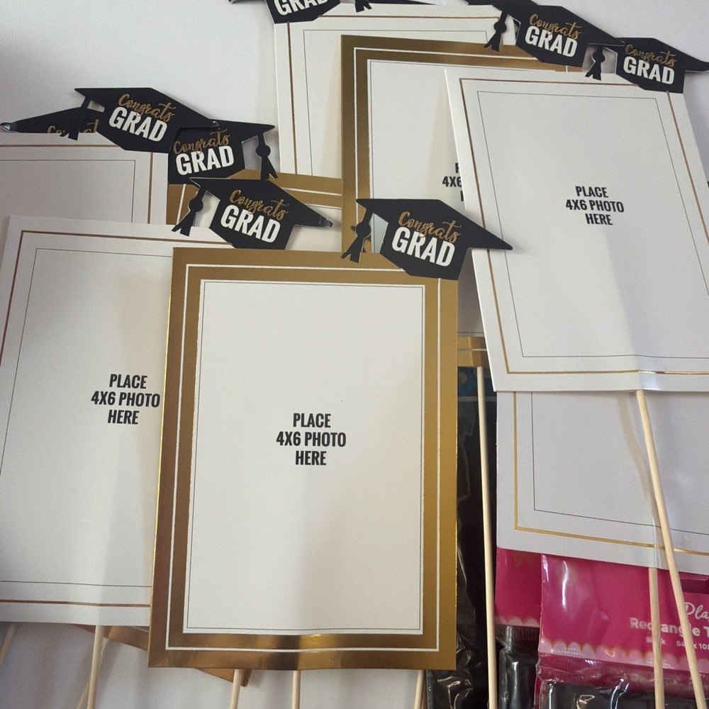 Huge Lot of Black and Gold Graduation Decor New & Used grad photo table toppers - Picture 7 of 7